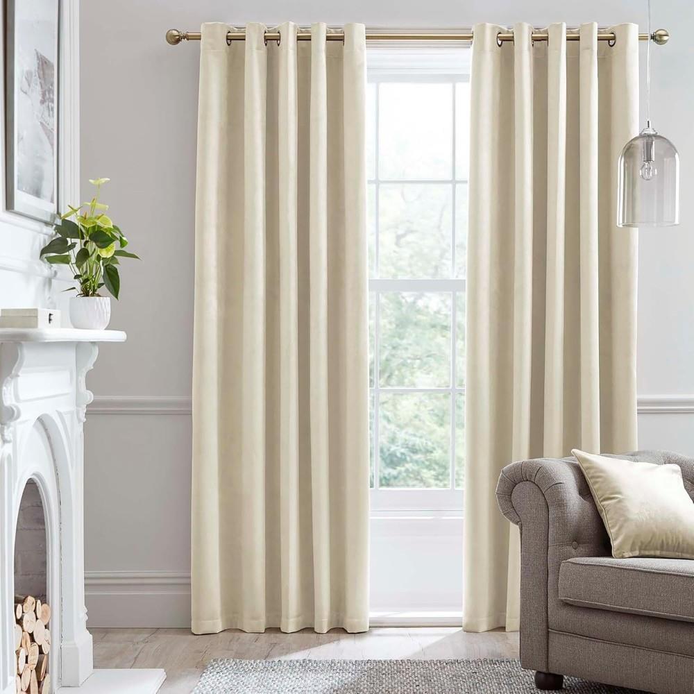 Laurence Llewelyn Bowen Montrose Velvet Blackout Eyelet Lined Curtains