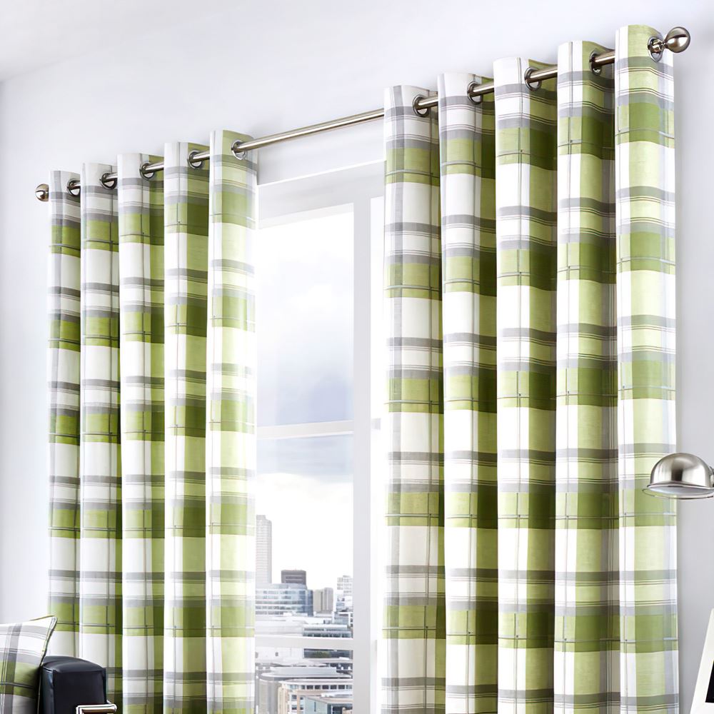 Fusion Balmoral Check 100% Cotton Eyelet Lined Curtains
