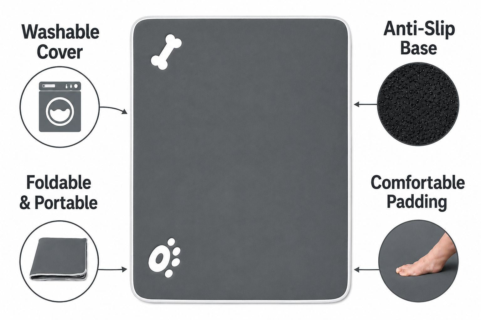 Night Zone Super Soft Bone & Paw Pet Bed Mat