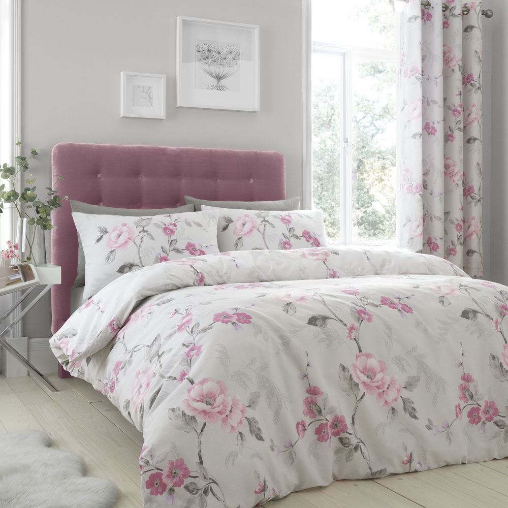 Catherine Lansfield Floral Trail Easy Care Reversible Duvet Cover Set