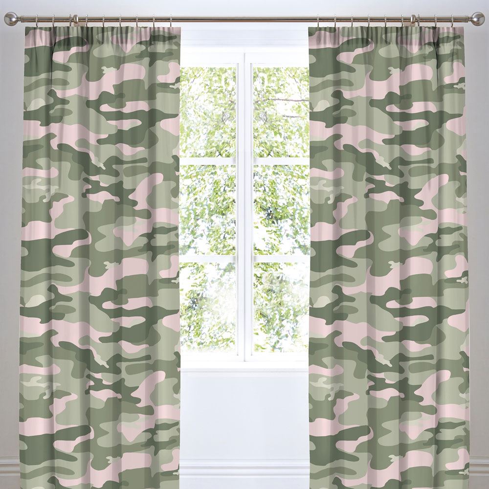 Bedlam Kids Camouflage Print Pencil Pleat Lined Curtains