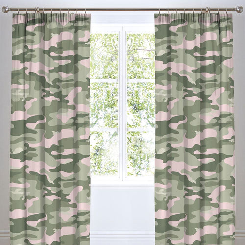 Bedlam Kids Camouflage Print Pencil Pleat Lined Curtains