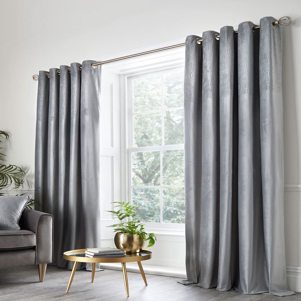 Appletree Boutique Jasper Embossed Hexagon Eyelet Lined Curtains
