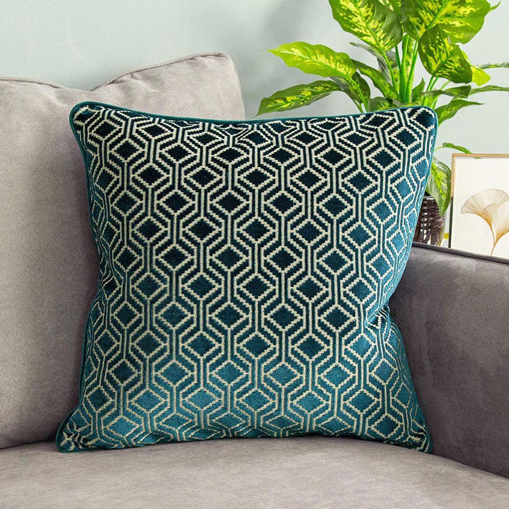 Paoletti Avenue Geometric Jacquard Velvet Cushion Cover