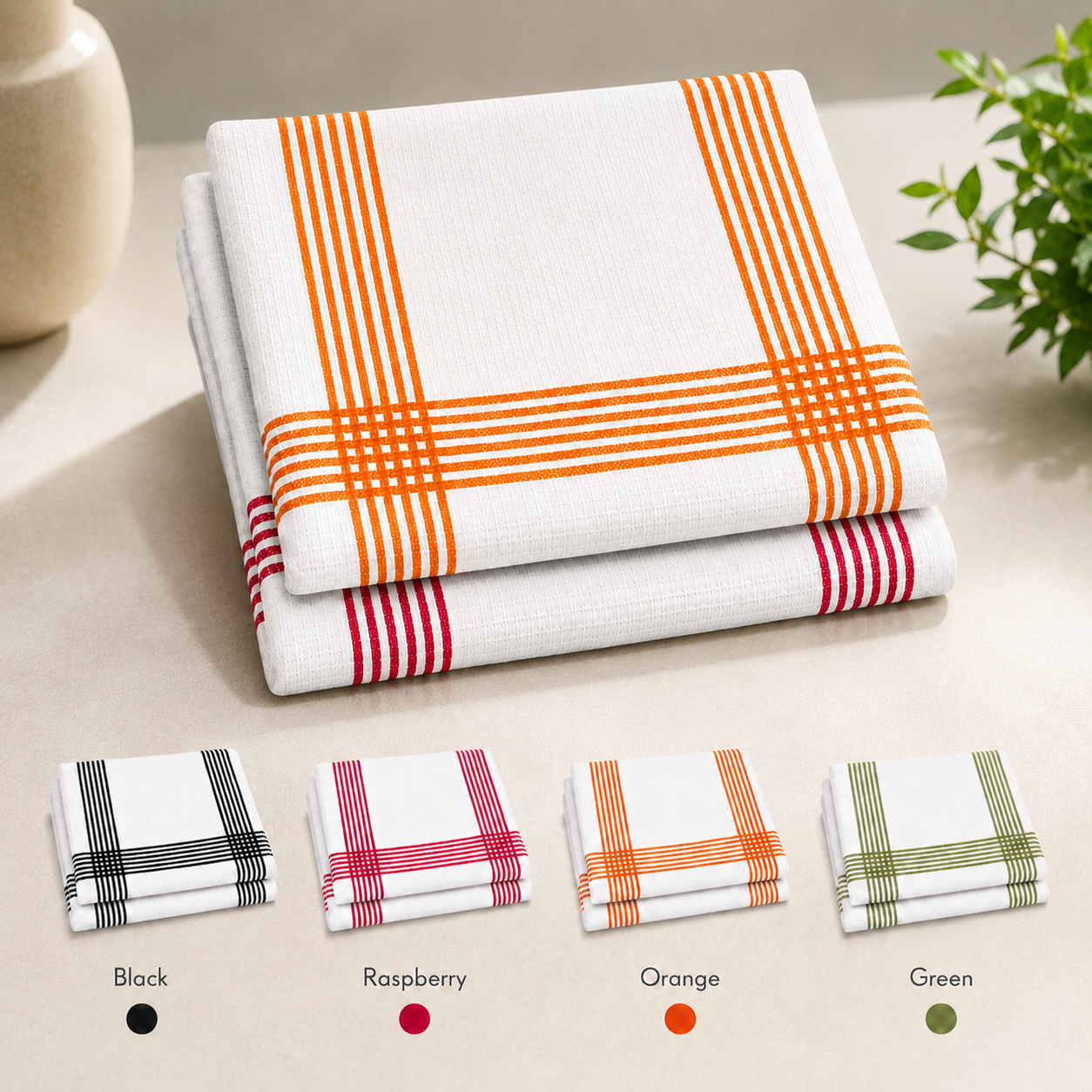 Night Zone Waffle Tea Towels 2 Pack, 100% Cotton