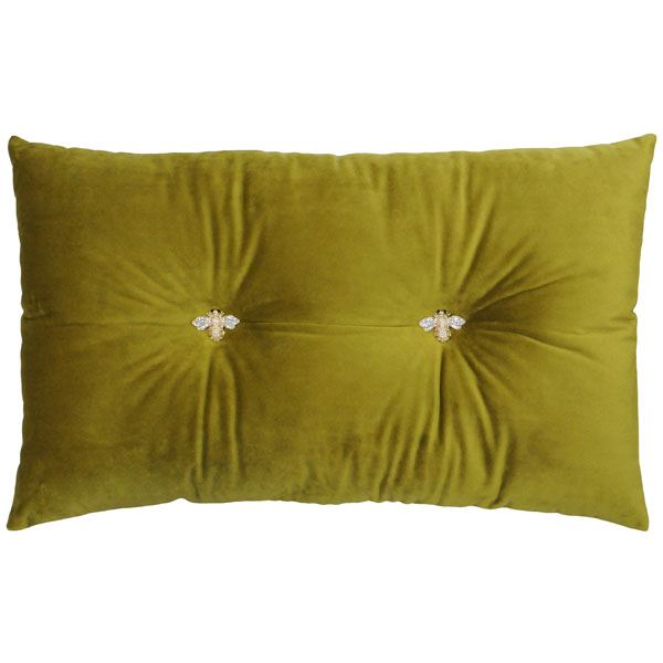 Paoletti Bumble Jewelled Velvet Filled Boudoir Cushion, 30 x 50 Cm