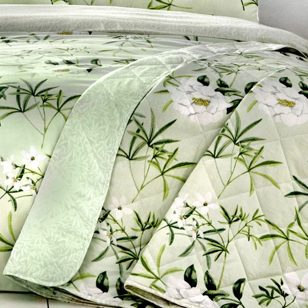 Dreams & Drapes Florence Floral Quilted Bedspread, Green, 195 x 229 Cm