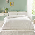 Catherine Lansfield Scallop Border Embroidery Super King Duvet Cover Set with Pillowcases White / Green