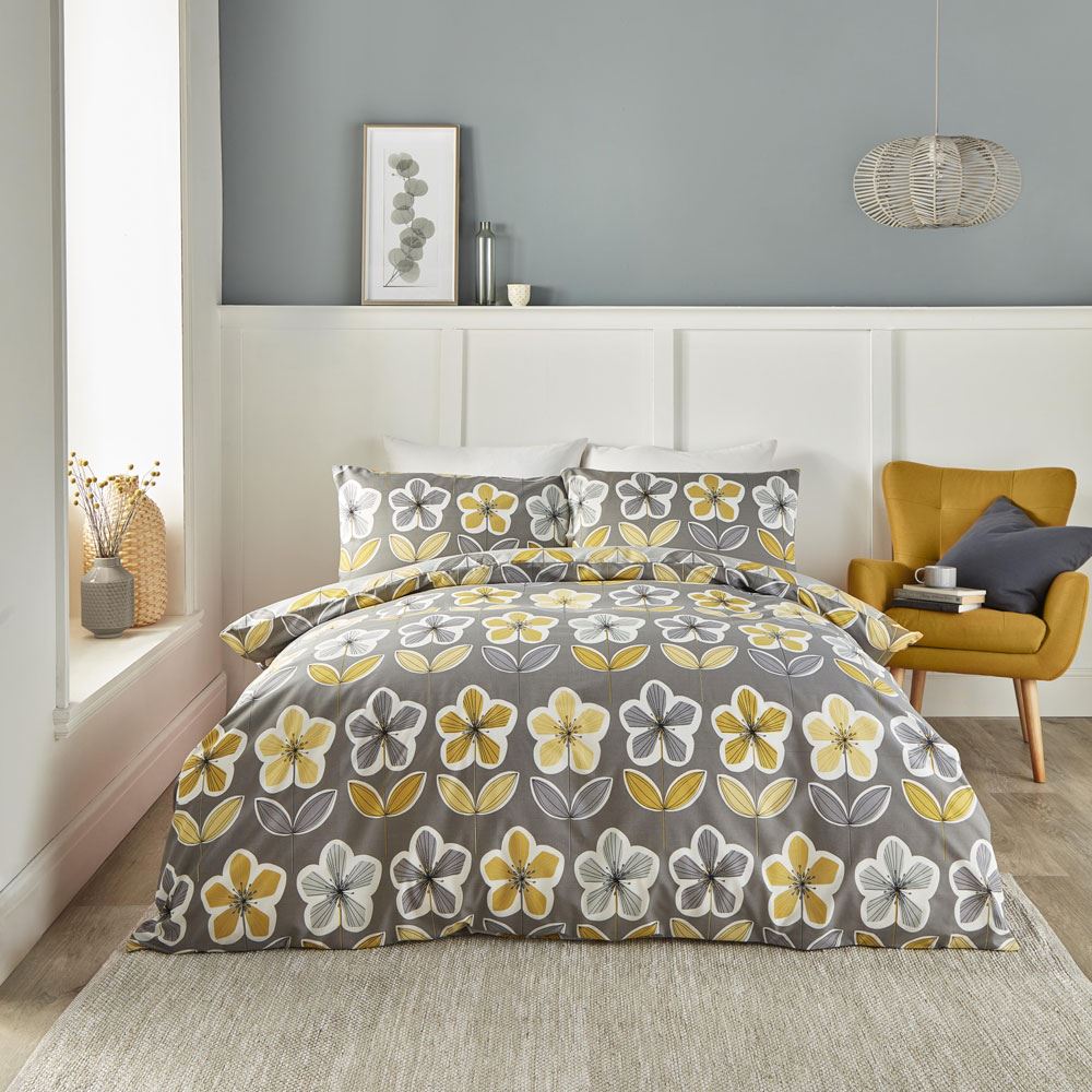 Fusion Thea Floral Print Easy Care Reversible Duvet Cover Set