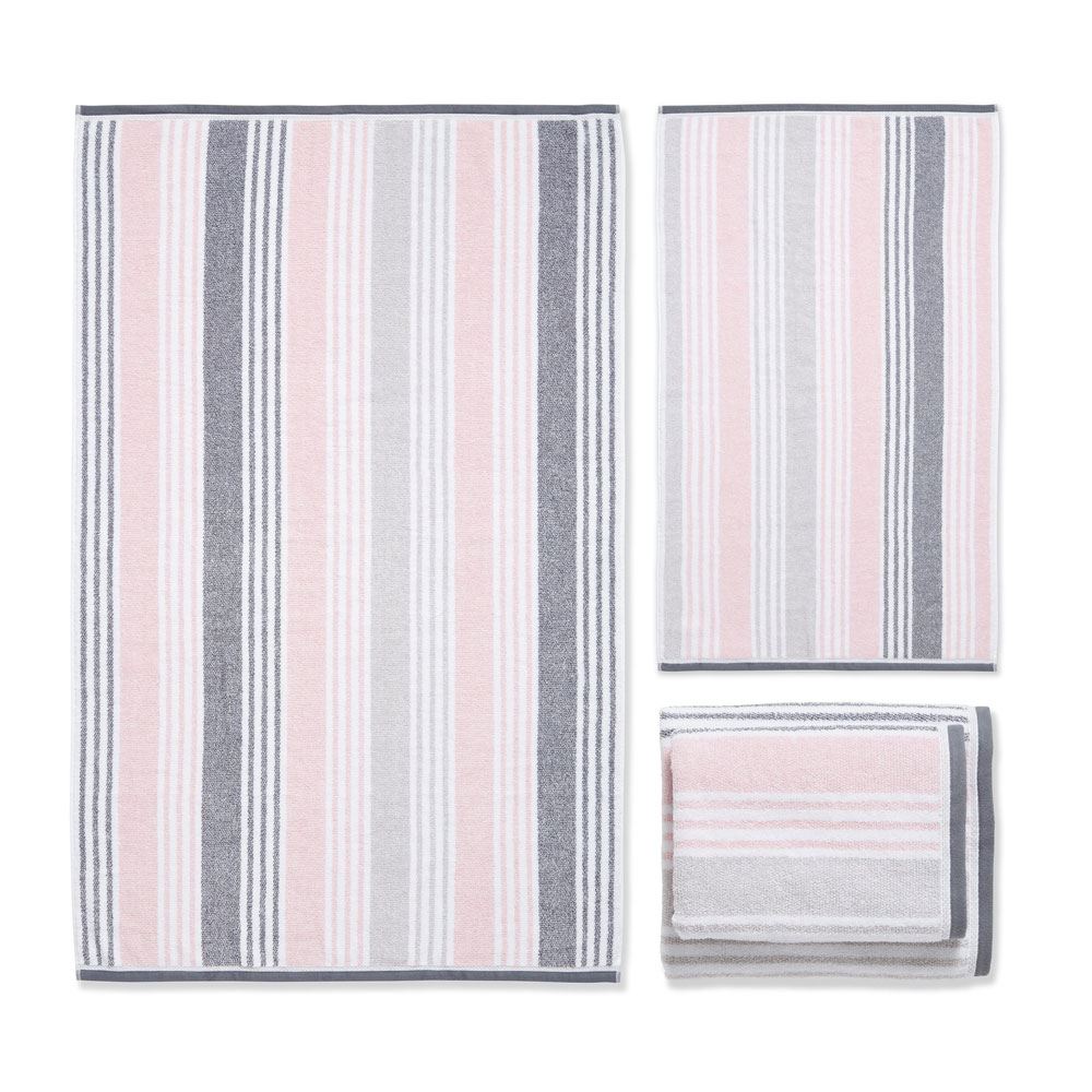 Catherine Lansfield Kelso Stripe Soft & Absorbent 100% Cotton 450gsm 4 Piece Towel Bale