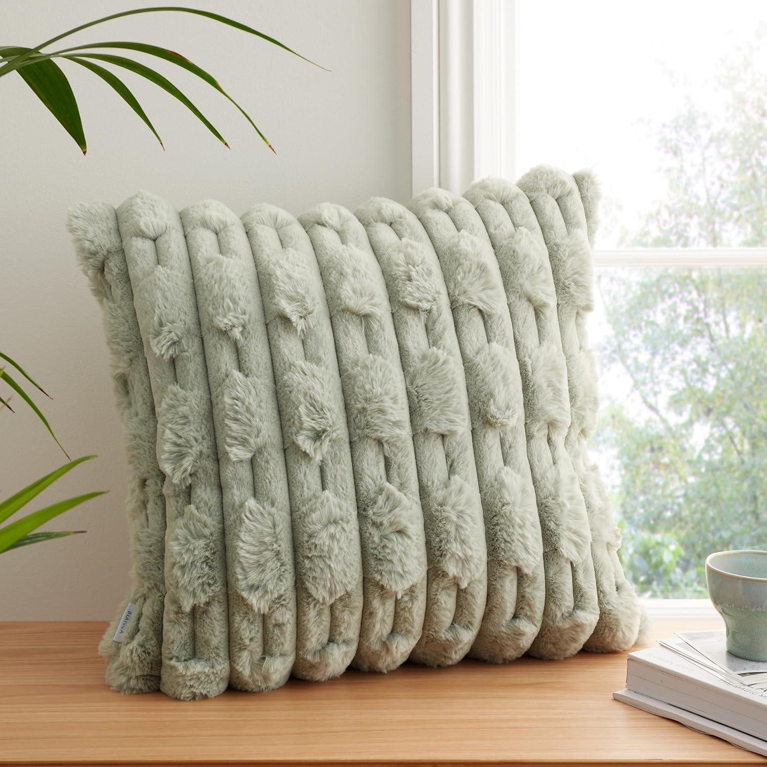 Bianca So Soft Carved Faux Fur Feather Filled Cushion