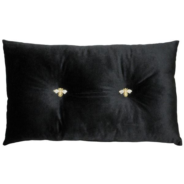 Paoletti Bumble Jewelled Velvet Filled Boudoir Cushion, 30 x 50 Cm