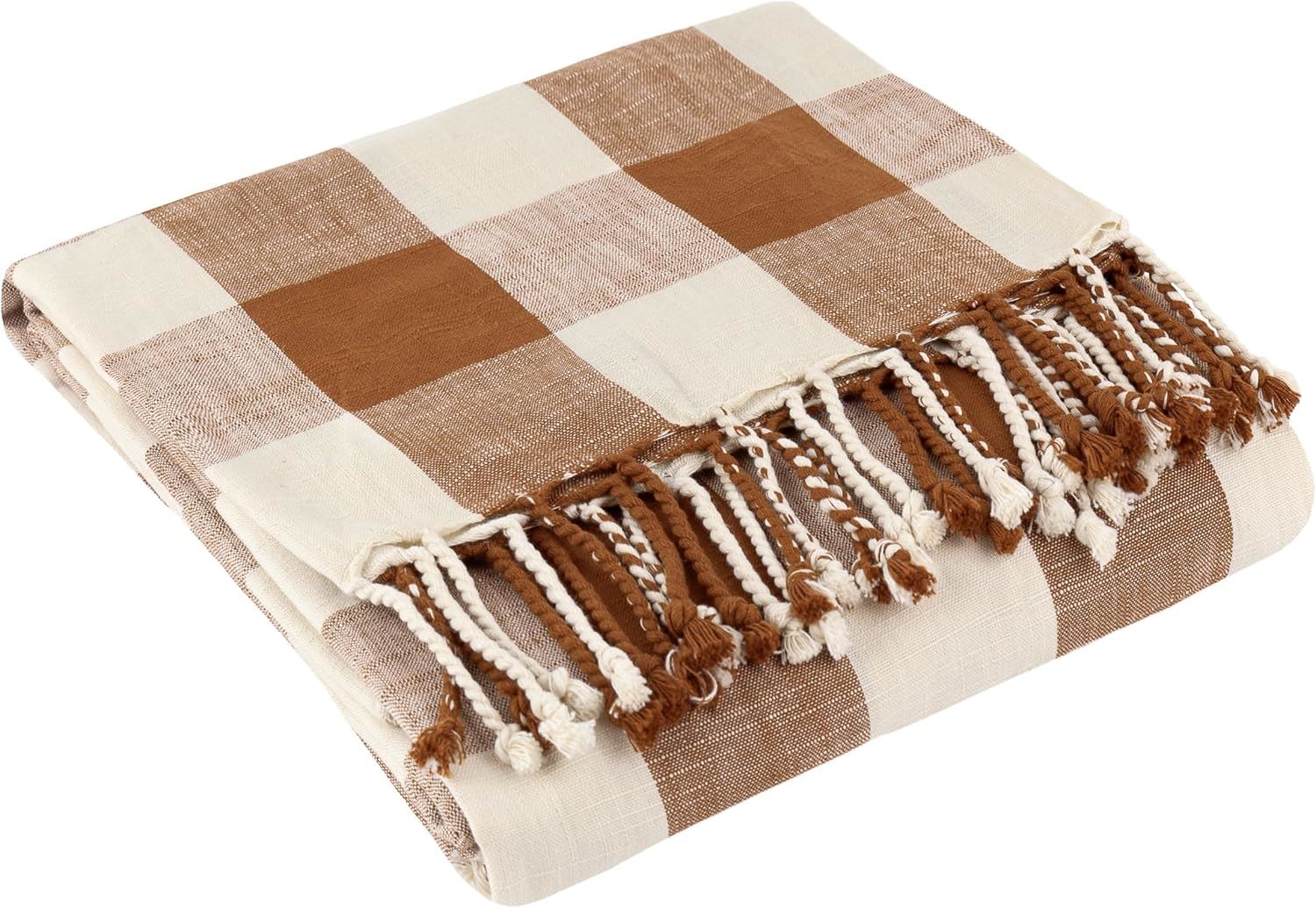 Yard Chesil Check Woven 100% Cotton Tasselled Throw