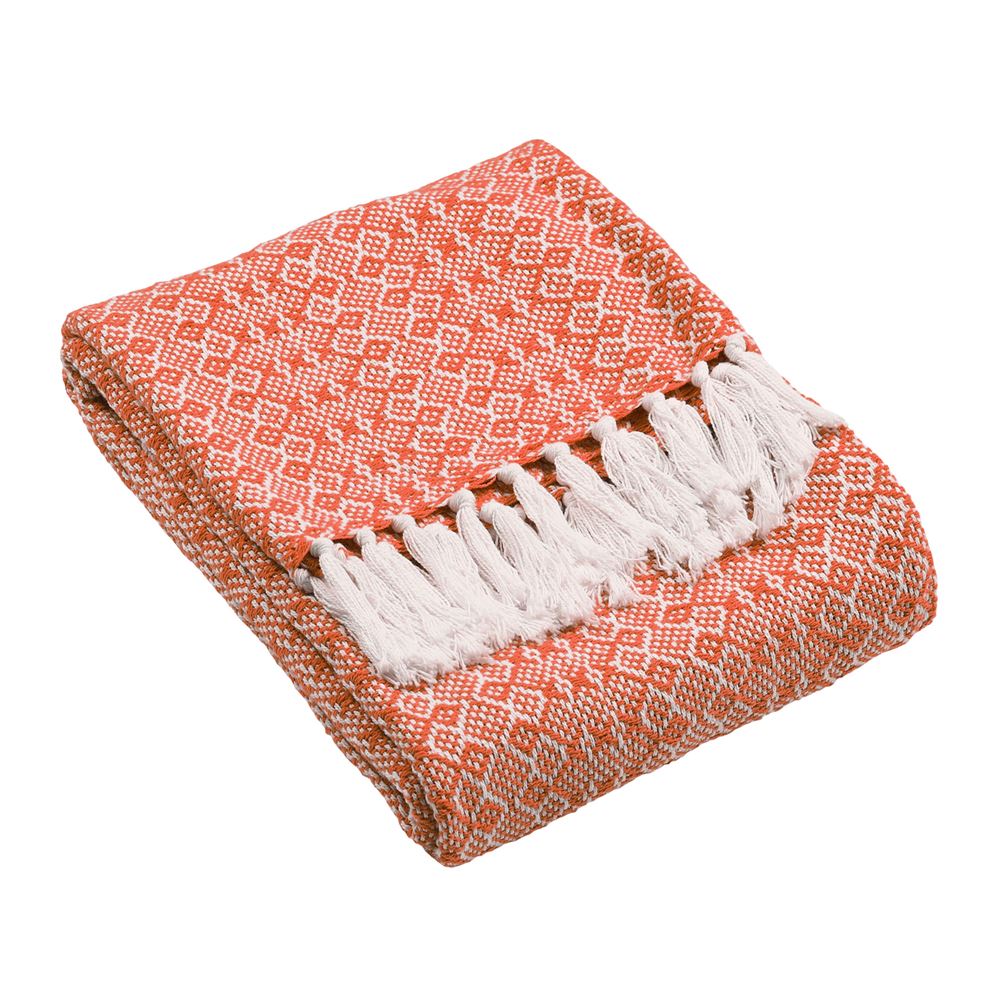 Furn Jewels Knitted Geometric Diamond 100% Cotton Tasselled Throw