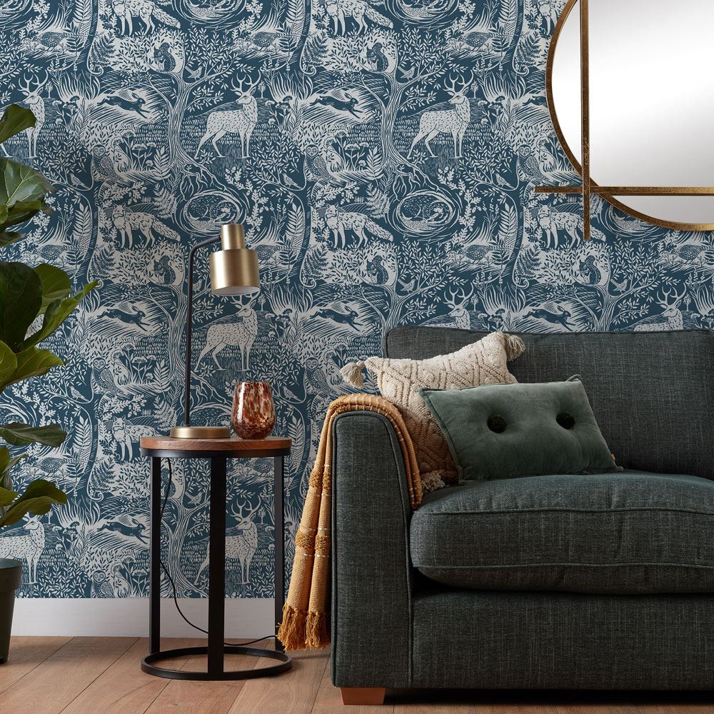 Furn Winter Woods Animal Printed Wallpaper