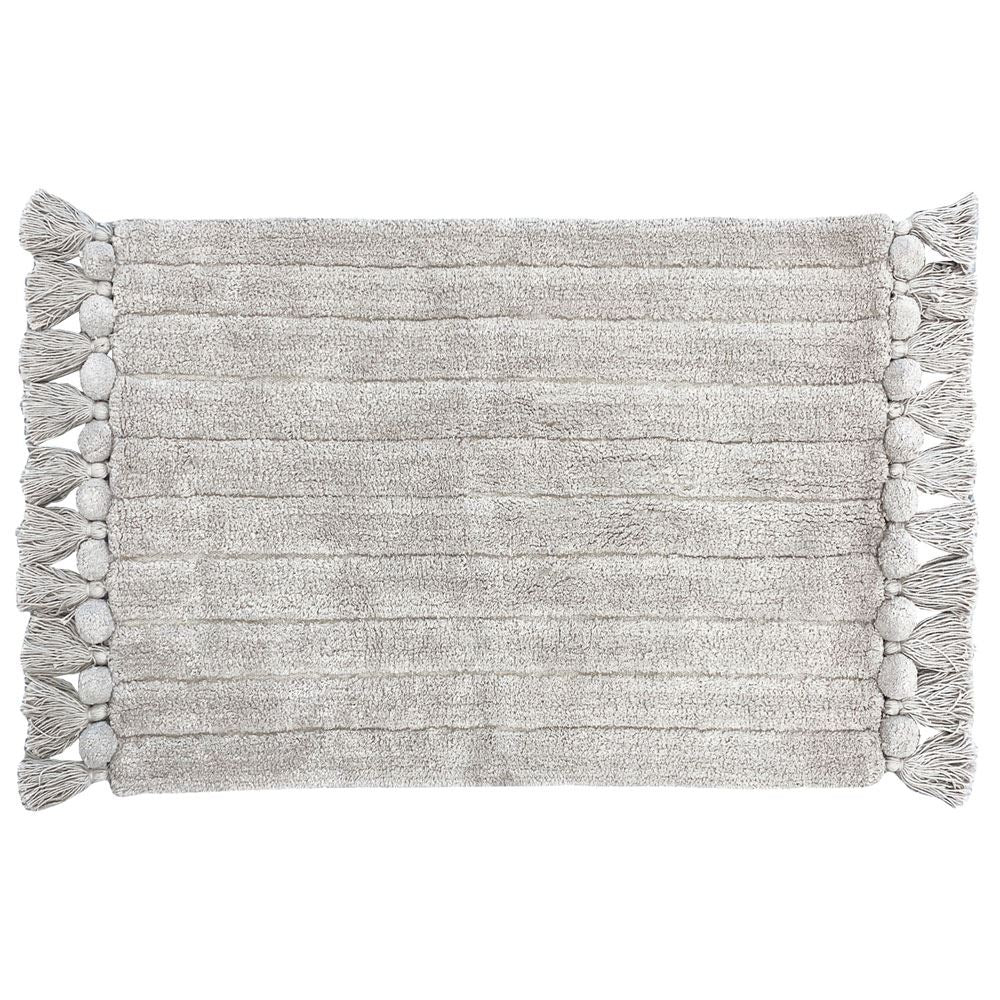 The Linen Yard Ribbed Tasselled 100% Cotton Bath Mat