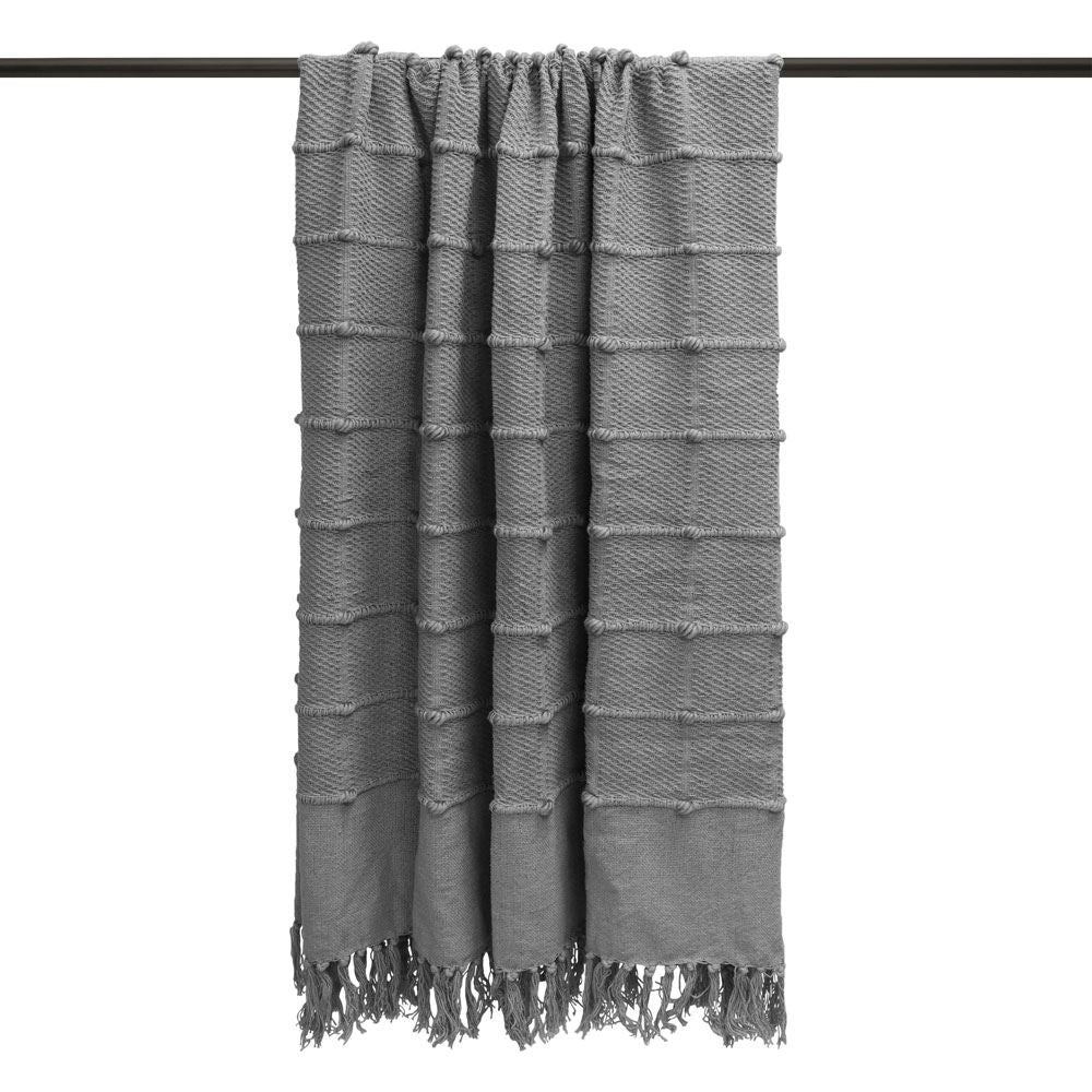 Furn Motti Knitted Tuft Cotton Rich Tasselled Throw