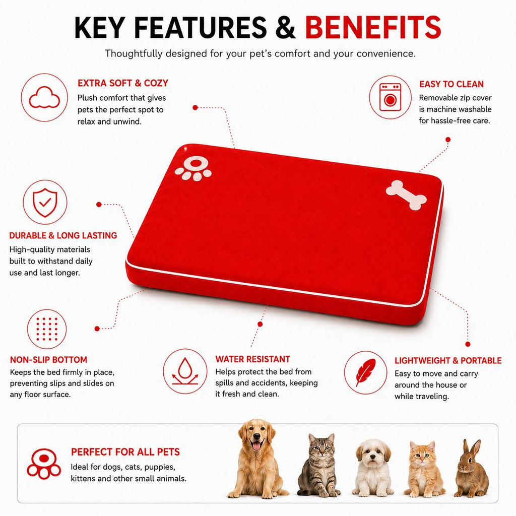 Night Zone Super Soft Bone & Paw Pet Bed Mat