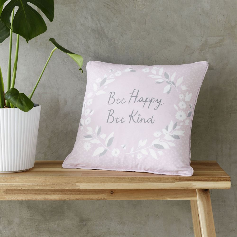 Catherine Lansfield Bee Kind Reversible Piped Edge Filled Cushion