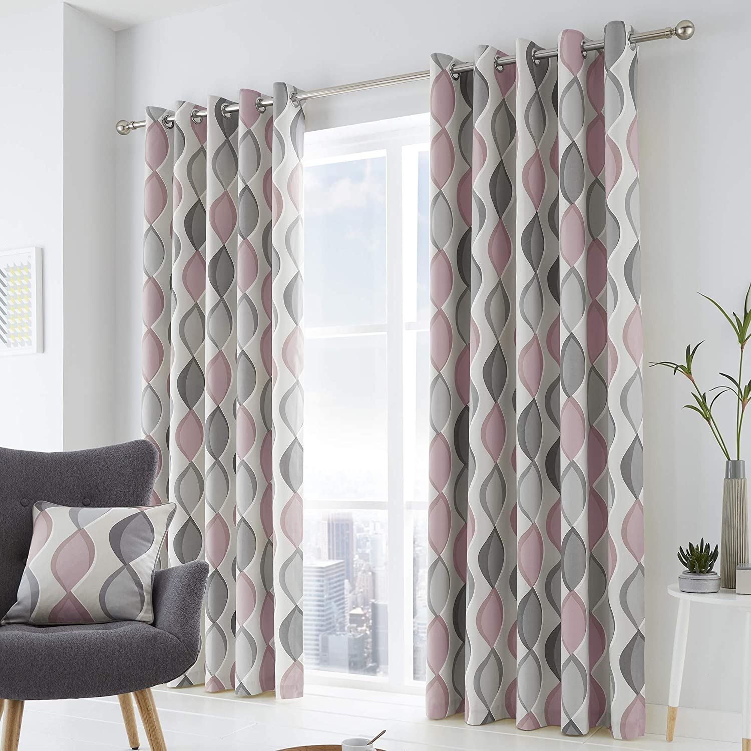 Fusion Lennox 100% Cotton Eyelet Lined Curtains