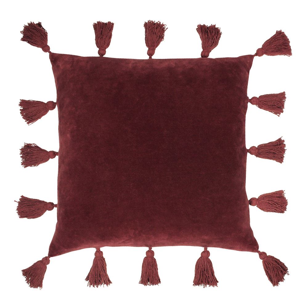 Furn Medina 100% Cotton Faux Velvet Tasselled Cushion Cover