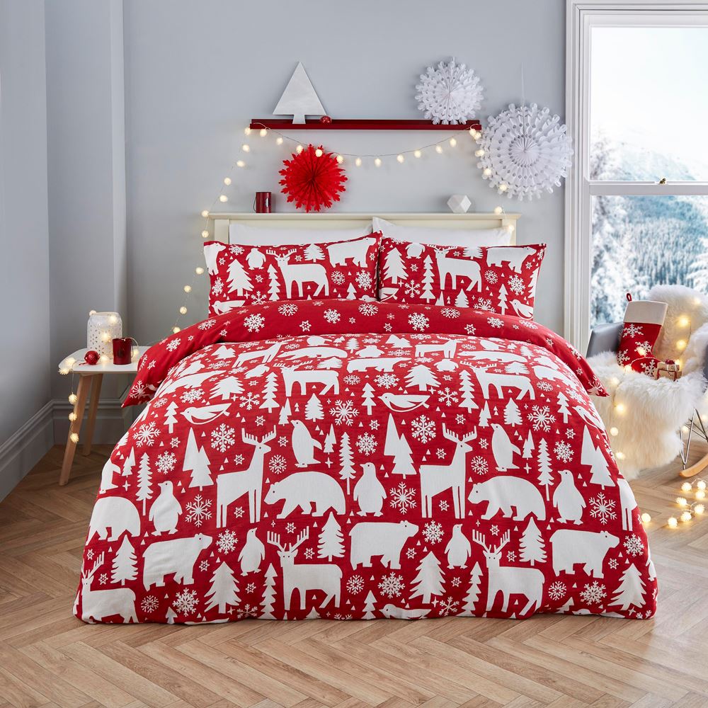 Fusion Christmas Arctic Animals Reversible 100% Cotton Duvet Cover Set
