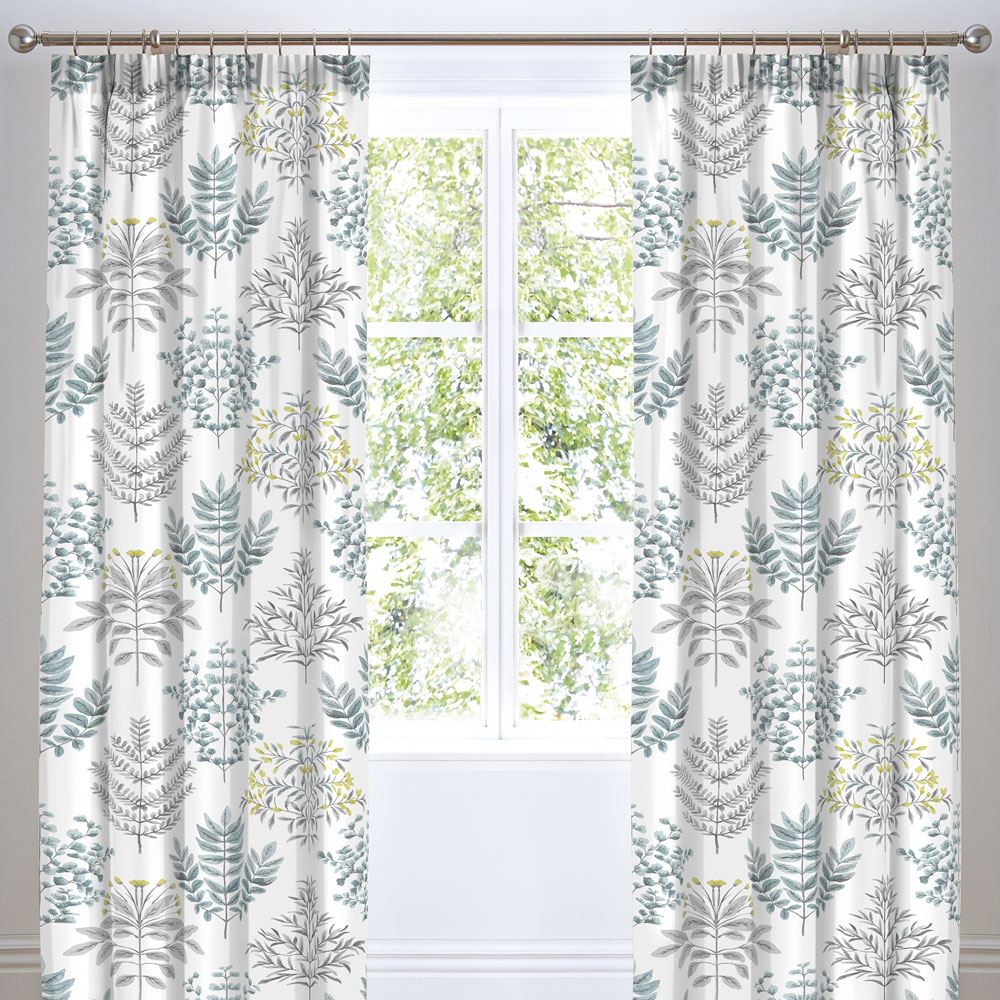 Dreams & Drapes Emily Botanical Pencil Pleat Lined Curtains