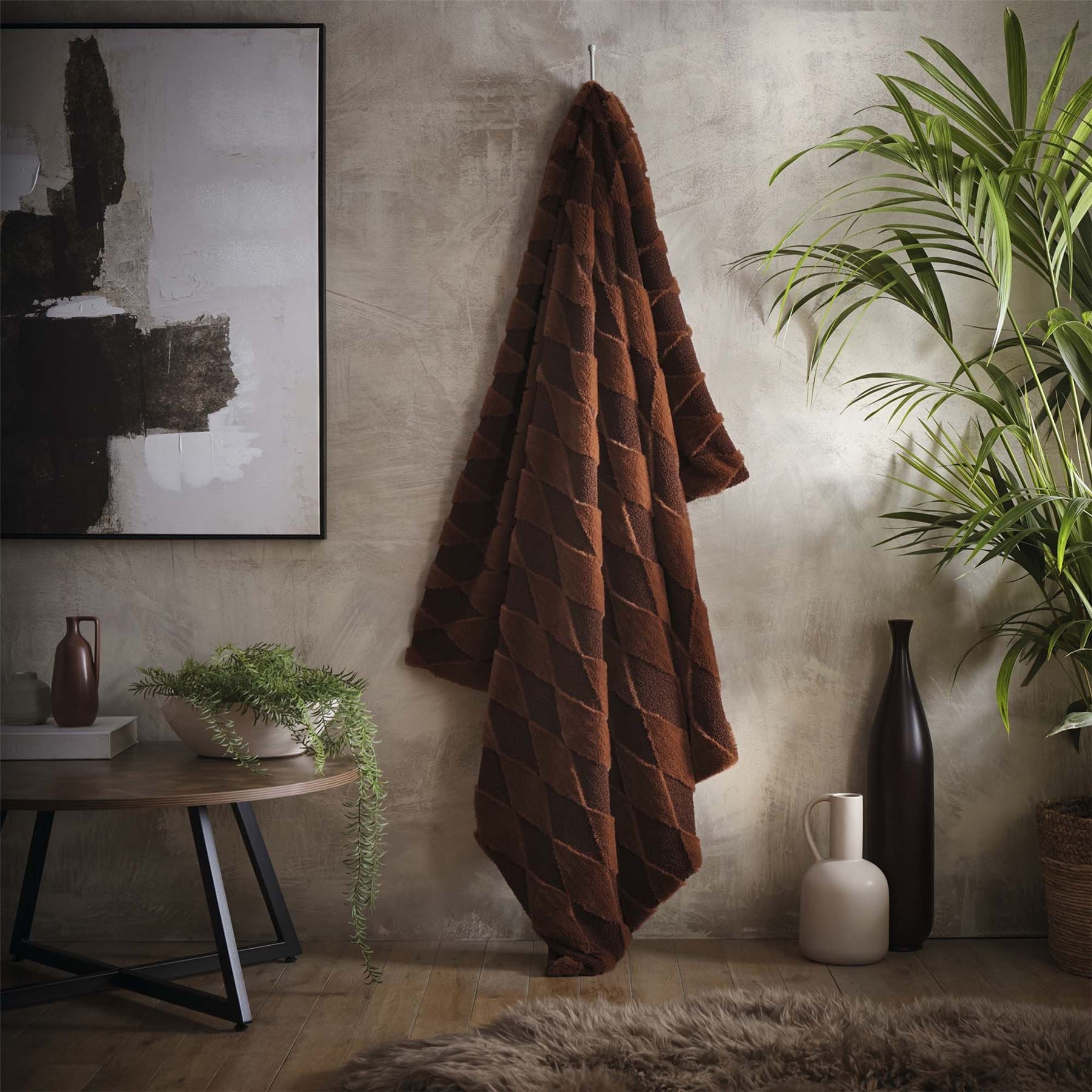 Appletree Hygge Cosy Diamond Soft Jacquard Boucle Throw