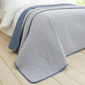 Catherine Lansfield Stripe Quilted Reversible 220x230cm Bedspread Blue