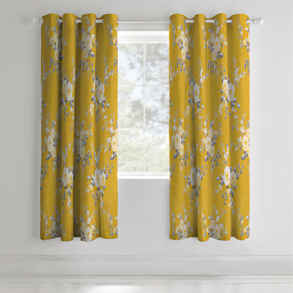 Catherine Lansfield Canterbury Floral Lined Blackout Eyelet Curtains
