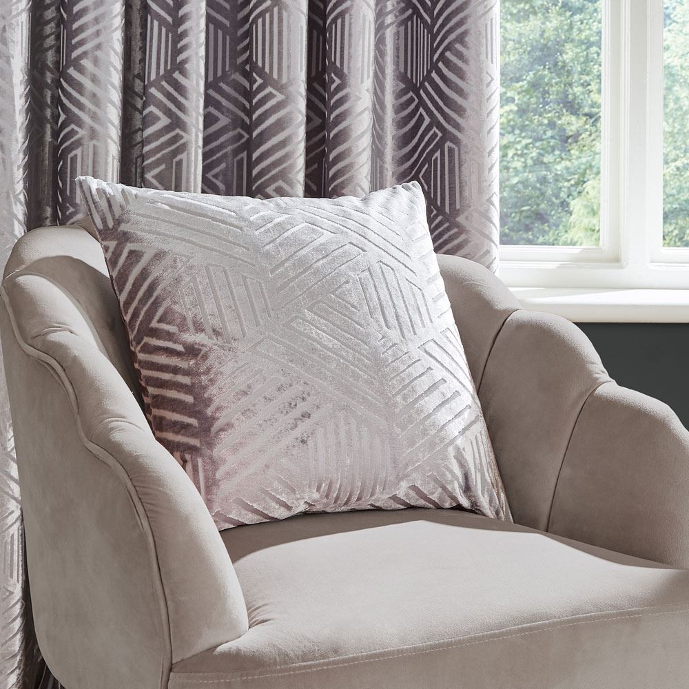 Catherine Lansfield Geo Cut Velvet Deco Filled Cushion