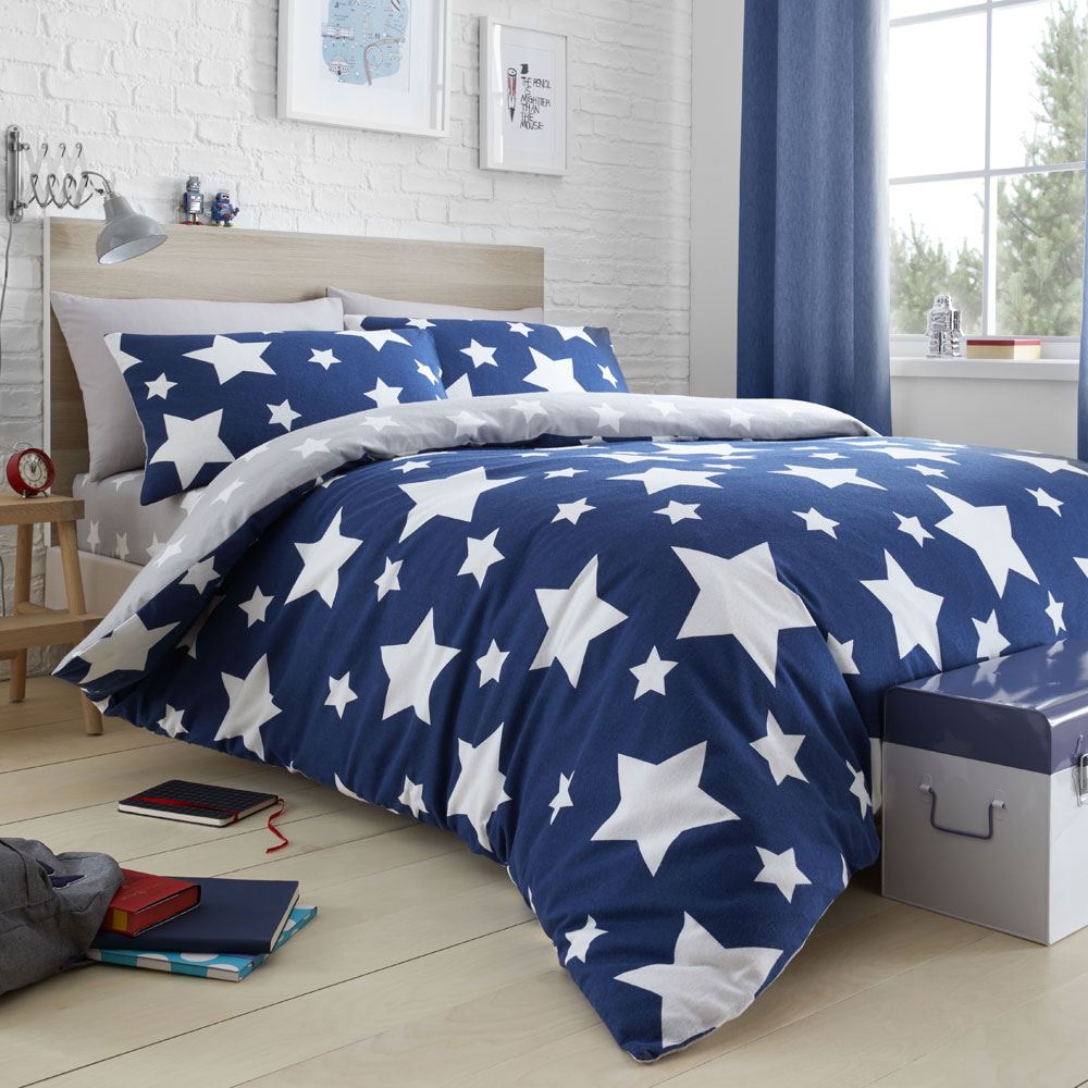 Bedlam Kids Stars Reversible 100% Brushed Cotton Duvet Cover Set