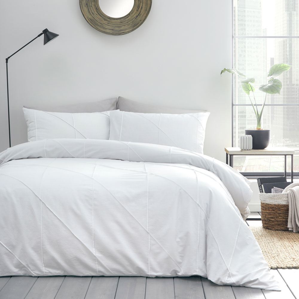 Serene Dart Pleated Boutique Duvet Cover Set