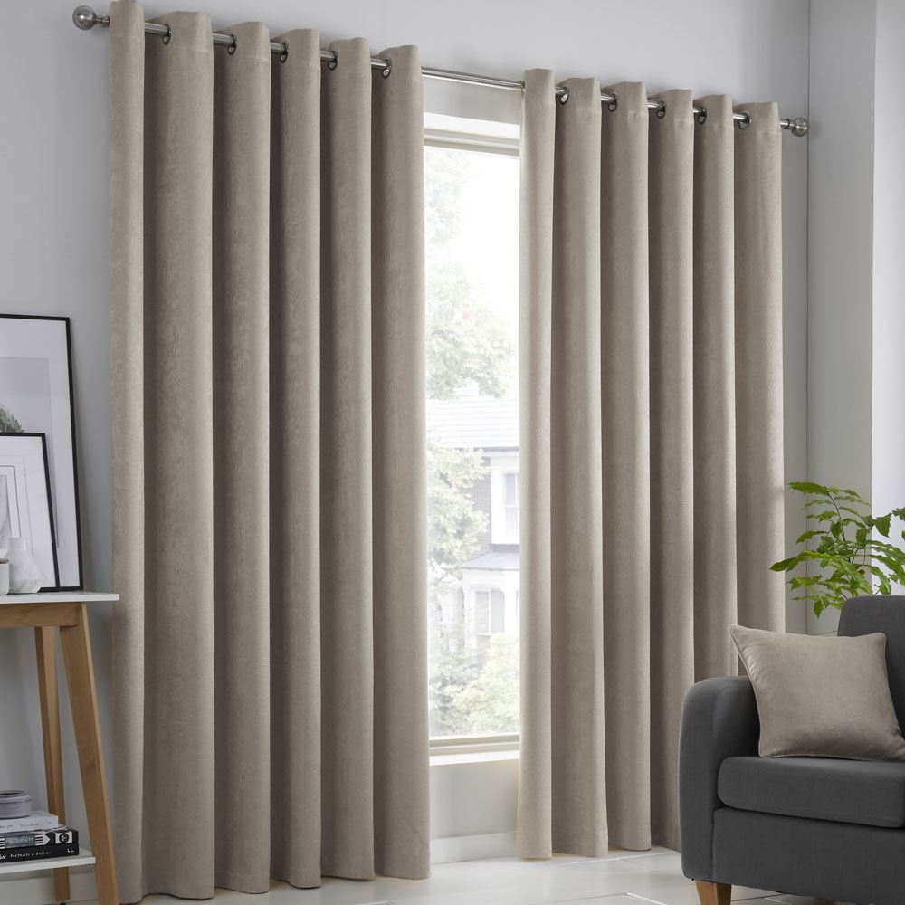 Fusion Strata Woven Eyelet Lined Curtains