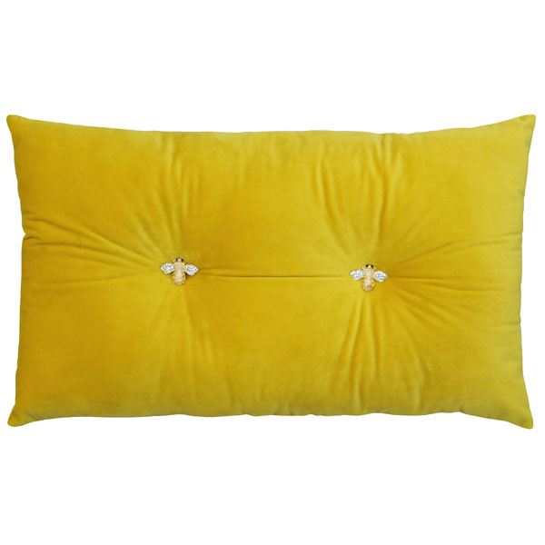 Paoletti Bumble Jewelled Velvet Filled Boudoir Cushion, 30 x 50 Cm
