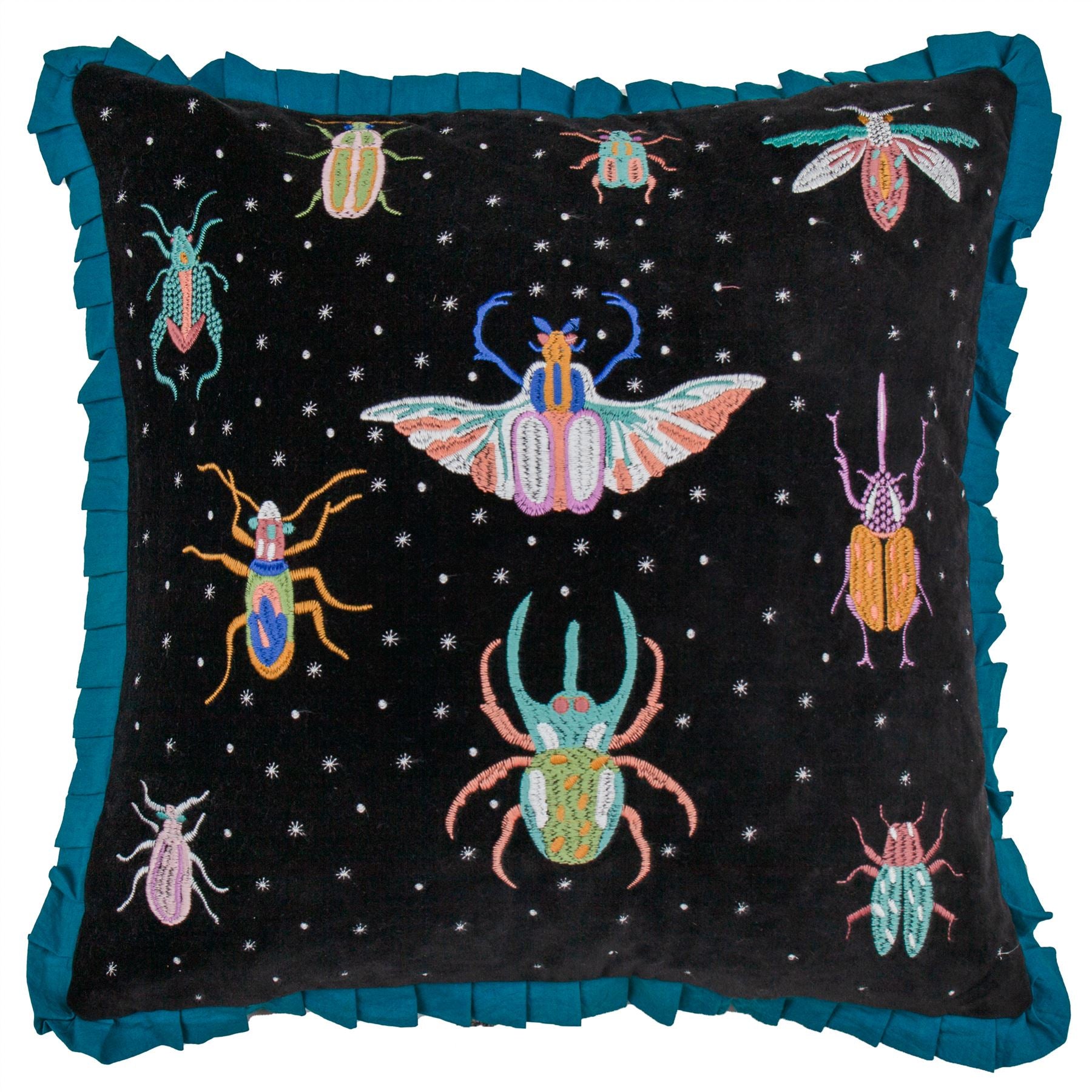 Wylder Darkling Beetles 100% Cotton Pleated Edge Cushion Cover