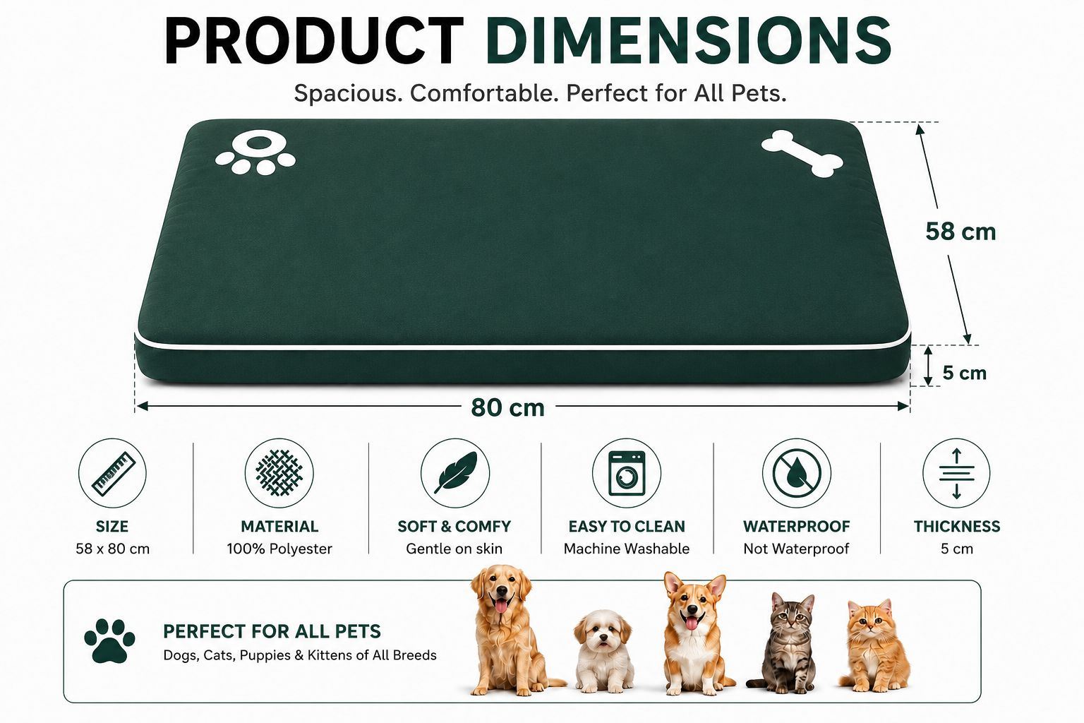 Night Zone Super Soft Bone & Paw Pet Bed Mat