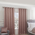 Emma Barclay Regency Parisian Damask Woven Thermal Blackout Eyelet Curtains, Blush, 46 x 54 Inch