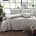 Appletree Loft Delta Stripe 100% Cotton Percale Tasseled Duvet Cover Set