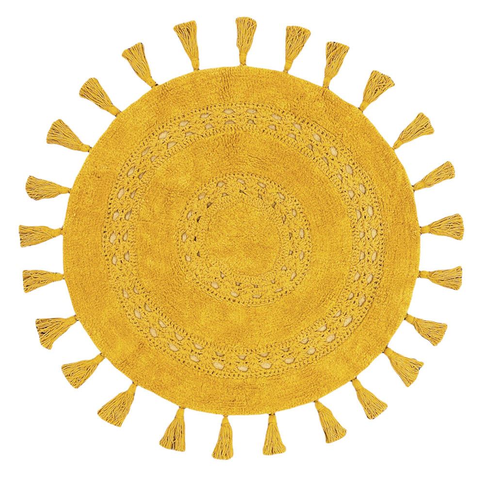 The Linen Yard Circle Mandala Woven Tassel 100% Cotton Bath Mat