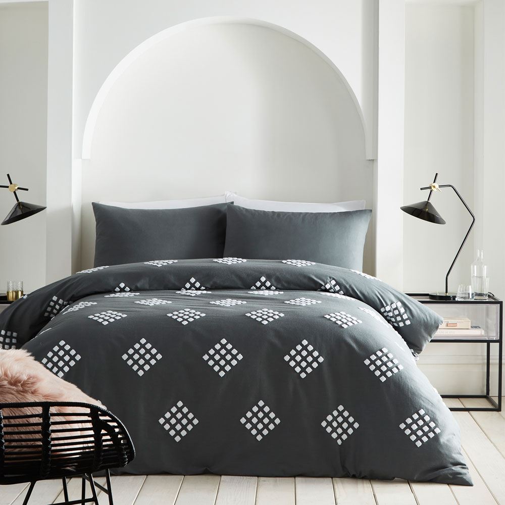 Appletree Boutique Diamond Tuft Embellished 100% Cotton Duvet Cover Set