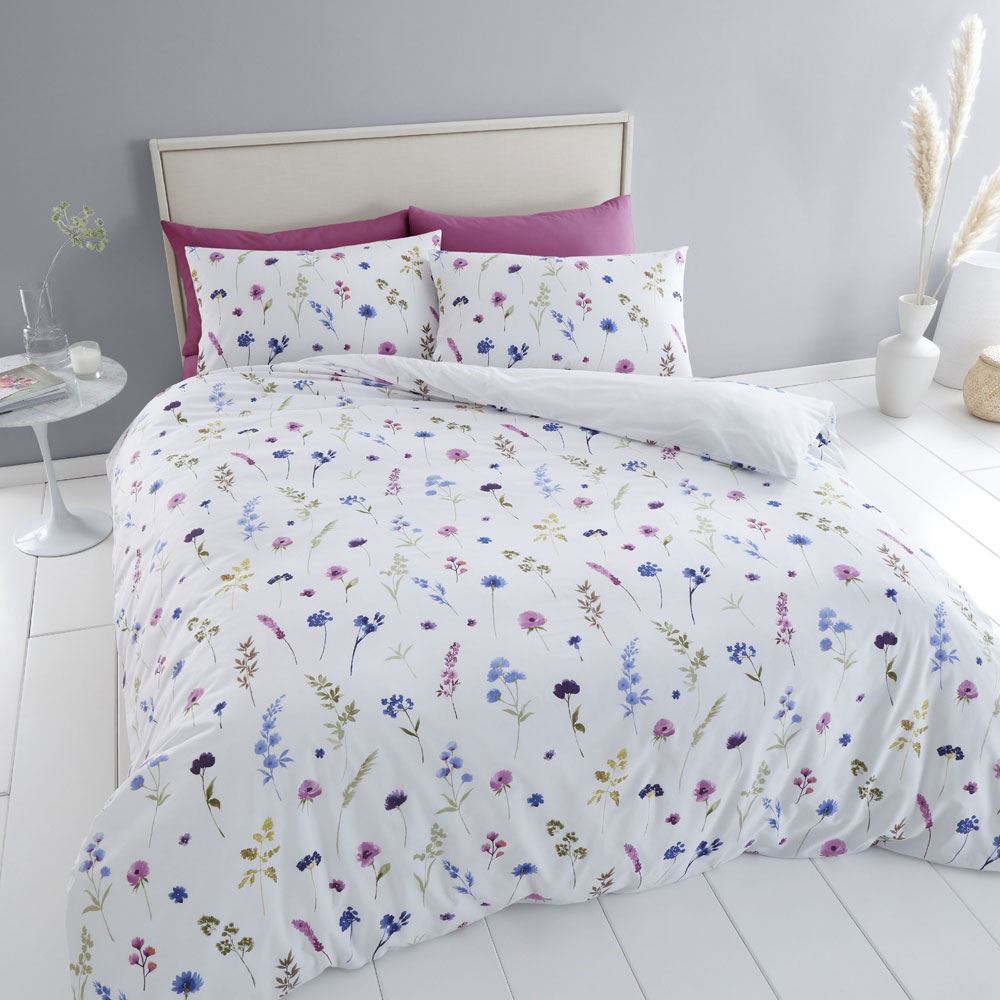 Catherine Lansfield Countryside Floral Print Easy Care Reversible Duvet Cover Set
