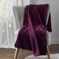 Catherine Lansfield Downstairs Cosy Diamond Faux Fur Soft 130x170 cm Blanket Throw Plum