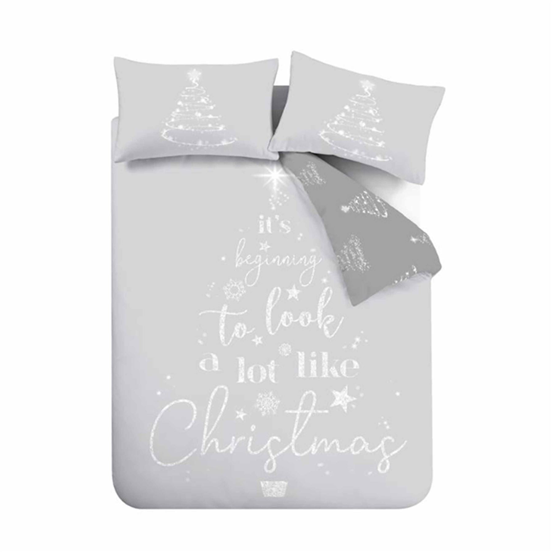 Catherine Lansfield A Lot Like Christmas Festive Print Reversible Duvet Cover Set