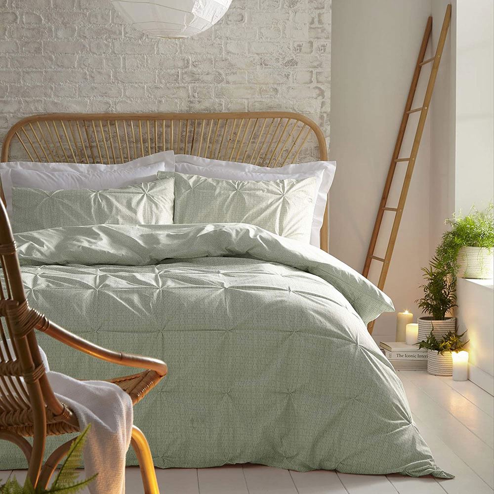 Appletree Loft Lumina Pinch Pleat Geometric 100% Cotton Duvet Cover Set