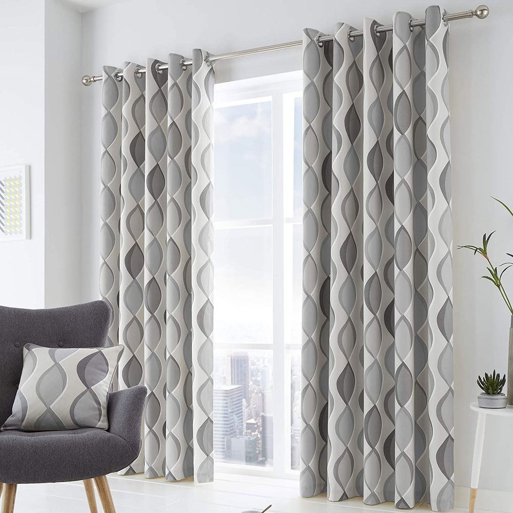 Fusion Lennox 100% Cotton Eyelet Lined Curtains