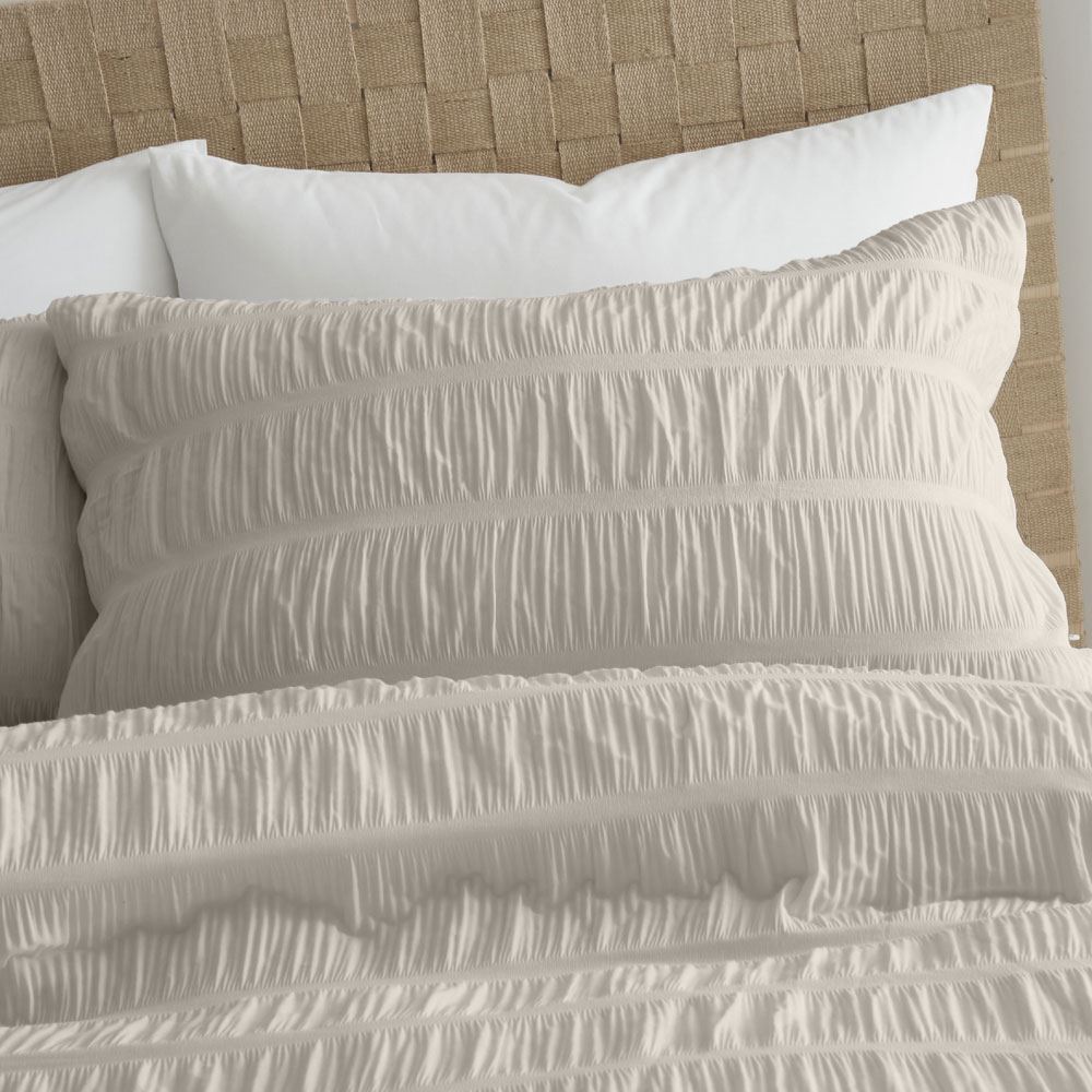 Catherine Lansfield Seersucker Banded Textured Cotton Rich Duvet Cover Set