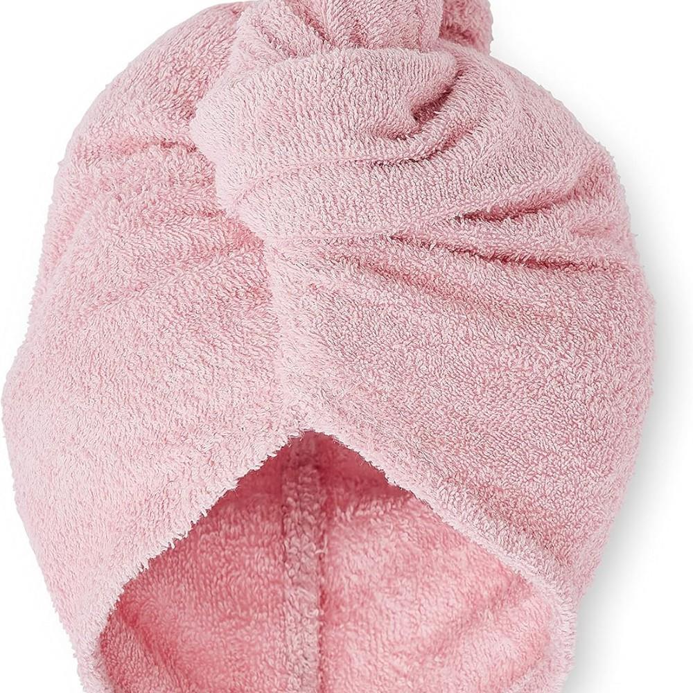 Catherine Lansfield Quick Dry Cotton Turbie Head Wrap Towel Pair Pink