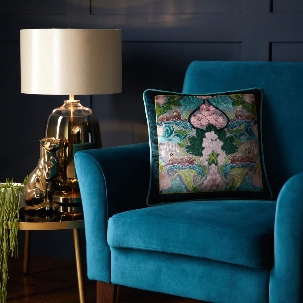Laurence Llewelyn Bowen Suburban Jungle Velvet Piped Edge Filled Cushion