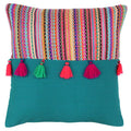 Riva Paoletti Cuzco Tasselled Cushion Cover, Teal, 45 x 45 Cm